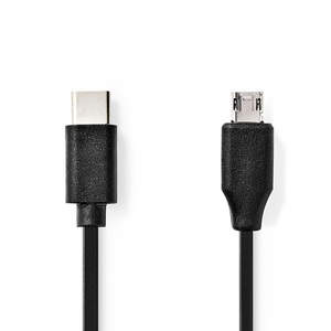 Nedis, USB-Kabel | USB 2.0 | USB-C? Stecker | USB Micro-B Stecker | 60 W | 480 Mbps | Vernickelt | 1,00 m | Rund | PVC | Schwarz | Etikett