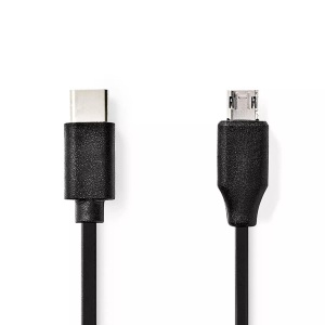 Nedis, USB-Kabel | USB 2.0 | USB-C? Stecker | USB Micro-B Stecker | 60 W | 480 Mbps | Vernickelt | 1,00 m | Rund | PVC | Schwarz | Etikett