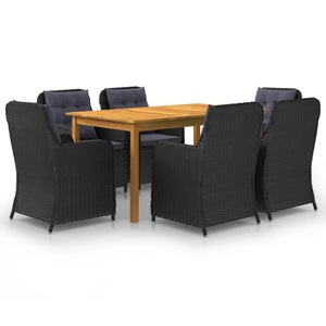 vidaXL, vidaXL 7-tlg. Garten-Essgruppe Schwarz, vidaXL 7-tlg. Garten-Essgruppe Schwarz