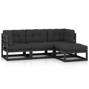 vidaXL, vidaXL 4-tlg. Garten-Lounge-Set mit Kissen Kiefer Massivholz, vidaXL 4-tlg. Garten-Lounge-Set mit Kissen Massivholz Kiefer