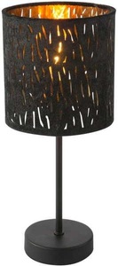 Globo, GLOBO TUXON Tischleuchte Metall schwarz, Samt schwarz goldfarben, Schalter, D:150, H:3, 