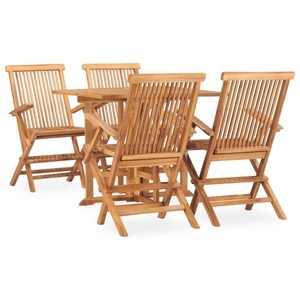 vidaXL, vidaXL 5-tlg. Garten-Essgruppe Klappbar Massivholz Teak, vidaXL 5-tlg. Garten-Essgruppe Klappbar Massivholz Teak