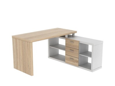 Vente-unique, Eckschreibtisch mit Stauraum Eichefarben ALDRIC III Eckschreibtisch mit Stauraum Eichefarben ALDRIC III, 