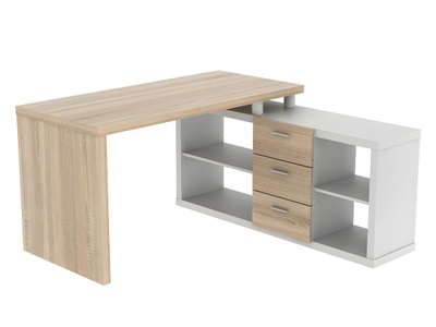 Vente-unique, Eckschreibtisch mit Stauraum Eichefarben ALDRIC III Eckschreibtisch mit Stauraum Eichefarben ALDRIC III, 