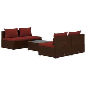 vidaXL, vidaXL 5-tlg. Garten-Lounge-Set mit Kissen Poly Rattan Braun, 