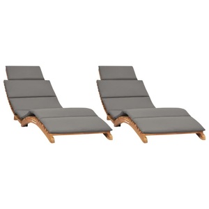 vidaXL, vidaXL Sonnenliegen 2 Stk. mit Auflagen Massivholz Teak, vidaXL Sonnenliegen 2 Stk. mit Auflagen Massivholz Teak