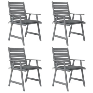 vidaXL, vidaXL Garten-Essstühle mit Kissen 4 Stk. Massivholz Akazie, 