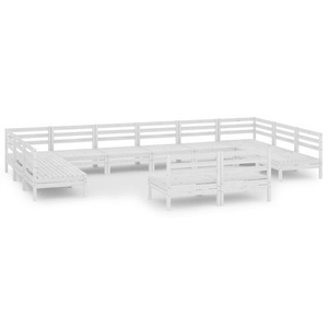 vidaXL, vidaXL 12-tlg. Garten-Lounge-Set Weiß Massivholz Kiefer, vidaXL 12-tlg. Garten-Lounge-Set Weiß Massivholz Kiefer