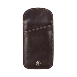 Maxwell Scott, Maxwell Scott Rufeno - Kleines Leder Brillenetui in Dunkelbraun, 