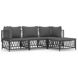 vidaXL, vidaXL 4-tlg. Garten-Lounge-Set mit Kissen Anthrazit Stahl, vidaXL 4-tlg. Garten-Lounge-Set mit Kissen Anthrazit Stahl