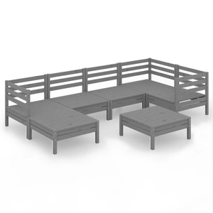 vidaXL, vidaXL 7-tlg. Garten-Lounge-Set Massivholz Kiefer Grau, vidaXL 7-tlg. Garten-Lounge-Set Massivholz Kiefer Grau