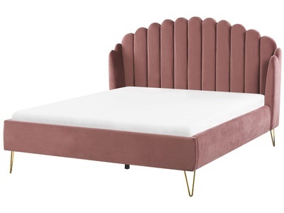 Beliani, Bett mit Lattenrost aus Samtstoff Retro AMBILLOU Bett mit Lattenrost aus Samtstoff Retro AMBILLOU, 
