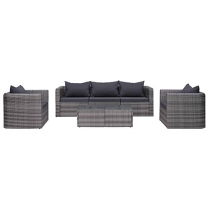 Diverse Hardware, 6-tlg. Garten-Sofagarnitur mit Polstern&Kissen Poly Rattan Grau, vidaXL 6-tlg. Garten-Sofagarnitur mit Polstern&Kissen Poly Rattan Grau