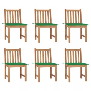 vidaXL, vidaXL Gartenstühle 6 Stk. mit Kissen Massivholz Teak, vidaXL Gartenstühle 6 Stk. mit Kissen Massivholz Teak