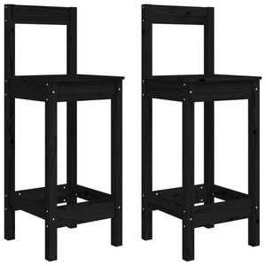 vidaXL, vidaXL Barstühle 2 Stk. Schwarz 40x41,5x112 cm Massivholz Kiefer