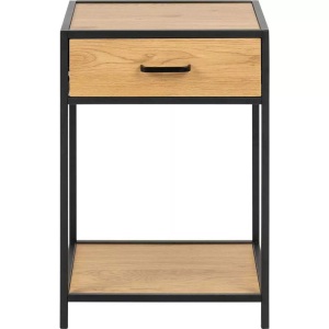 Actona, Actona - Nachttisch Seaford - Schwarz und Hellbraun, AC Design Nachttisch »Seaford 42 x 35 x 63 cm Nature/Schwarz«