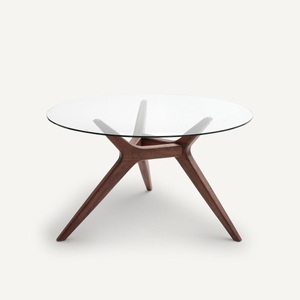 AM.PM, Runder Tisch Maricielo, Glas/Nussbaum, Ø130 cm, AM.PM - Runder Tisch Maricielo, 5P, Braun