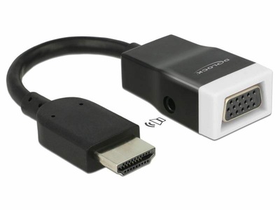 Delock, DeLock HDMI - VGA Adapter, schwarz, mit, Delock Adapterkabel HDMI - VGA Schwarz