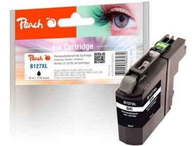 Peach, Tinte schwarz PI500-87, Peach B127 XLBK Druckerpatrone XL bk ersetzt Brother LC-127XLBK für z.B. Brother MFCJ 4410 DW, Brother DCPJ 4110 DW, Brother DCPJ 4110 W