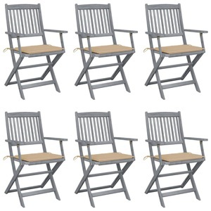 vidaXL, vidaXL Klappbare Gartenstühle 6 Stk. mit Sitzkissen Massivholz Akazie
