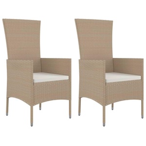 vidaXL, vidaXL Gartenstühle mit Kissen 2 Stk. Poly Rattan Beige, 