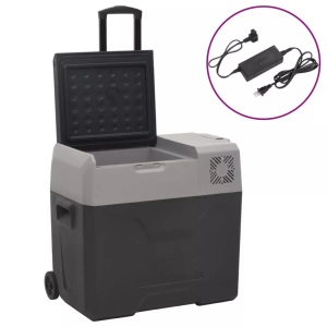 vidaXL, vidaXL Kühlbox mit Rollen und Adapter Schwarz & Grau 50 L Polypropylen, vidaXL Kühlbox mit Rollen und Adapter Schwarz & Grau 50 L Polypropylen