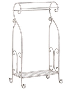 Beliani, Beliani Handtuchständer Antik Optik weiss 49 x 91 cm freistehend 3 Arme LINARES, Beliani - Handtuchständer aus Eisen Retro LINARES, One Size, Weiss Bunt