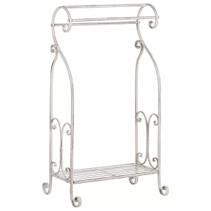 Beliani, Beliani Handtuchständer Antik Optik weiss 49 x 91 cm freistehend 3 Arme LINARES, Beliani - Handtuchständer aus Eisen Retro LINARES, One Size, Weiss Bunt