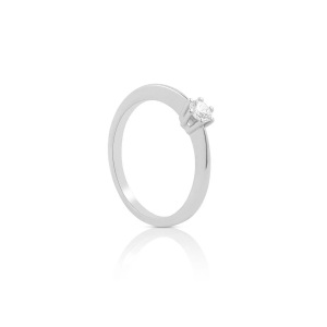 MUAU Schmuck, Solitaire Ring Diamant 0.20ct. Weissgold 750 Damen Silber 50, MUAU Schmuck - Solitaire Ring Diamant 0.20ct. Weissgold 750, 50, Weiss