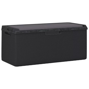 vidaXL, vidaXL Gartentruhe mit Sitzkissen Anthrazit 350 L PP, vidaXL Gartentruhe mit Sitzkissen Anthrazit 350 L PP