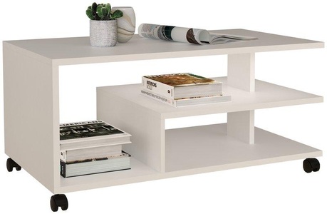VCM, Holz Beistelltisch Ralus Holz Beistelltisch Ralus, MID.YOU Couchtisch in holzwerkstoff 90/50/40 cm , Ralus , Weiss , 50x40 cm , melaminharzbeschichtet,Nachbildung , Stauraum, offenes Fach, einfacher Aufbau , 000657033001