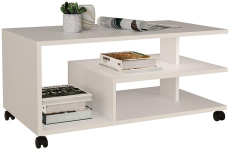 VCM, Holz Beistelltisch Ralus Holz Beistelltisch Ralus, MID.YOU Couchtisch in holzwerkstoff 90/50/40 cm , Ralus , Weiss , 50x40 cm , melaminharzbeschichtet,Nachbildung , Stauraum, offenes Fach, einfacher Aufbau , 000657033001