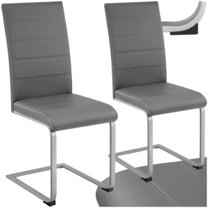 TecTake, 2 Esszimmerstühle Schwingstühle - grau, 