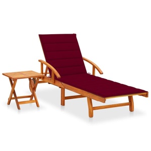 vidaXL, vidaXL Sonnenliege mit Tisch und Auflage Akazie Massivholz