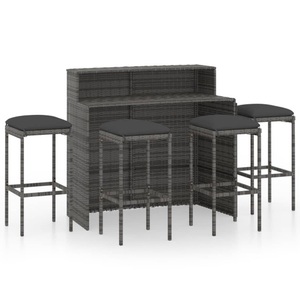 vidaXL, vidaXL 5-tlg. Gartenbar-Set mit Kissen Grau