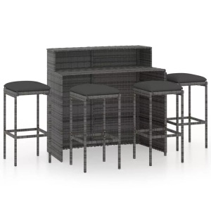 vidaXL, vidaXL 5-tlg. Gartenbar-Set mit Kissen Grau