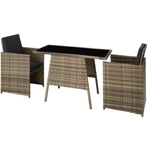 TecTake, Rattan Sitzgruppe Lausanne Rattan Sitzgruppe Lausanne, Tectake - Rattan Sitzgruppe Lausanne 2+1, 3 Stück, Beige