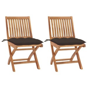 vidaXL, vidaXL Gartenstühle 2 Stk. mit Taupe Kissen Massivholz Teak