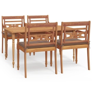 vidaXL, vidaXL 5-tlg. Garten-Essgruppe mit Kissen Massivholz Teak