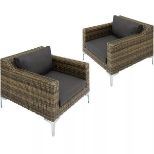 TecTake, Modulares Rattanset Villanova Modulares Rattanset Villanova, Tectake - Modulares Rattanset Villanova Aluminium Set 5 2-Sitzer, One Size, Platin grau