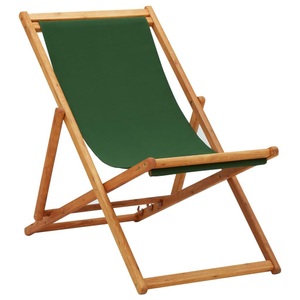 vidaXL, vidaXL Klappbarer Strandstuhl Eukalyptusholz und Stoff Grün