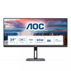 AOC, AOC U34V5C/Bk 34' Monitor, AOC Value-Line U34V5C/BK LED-Monitor EEK G (A - G) 86.4 cm (34 Zoll) 3440 x 1440 Pixel 21:9 4 ms HDMI®, DisplayPort,