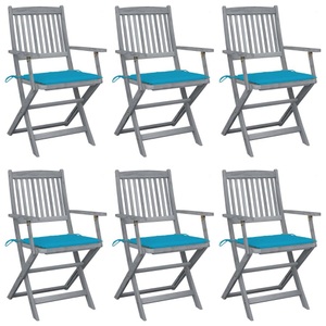 vidaXL, vidaXL Klappbare Gartenstühle 6 Stk. mit Sitzkissen Massivholz Akazie