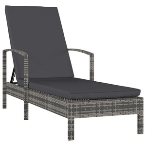 Diverse Hardware, Sonnenliege mit Armlehnen Poly Rattan Grau