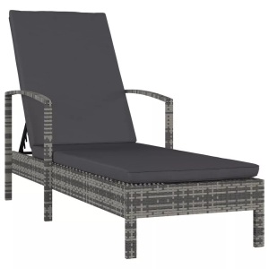 Diverse Hardware, Sonnenliege mit Armlehnen Poly Rattan Grau, vidaXL Sonnenliege mit Armlehnen Poly Rattan Grau