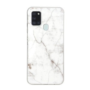 Cover-Discount, Galaxy A21s - Softes Silikon Gummi Case Marble, Cover-Discount - Galaxy A21s Softes Silikon Gummi Case Marmor, Weiss