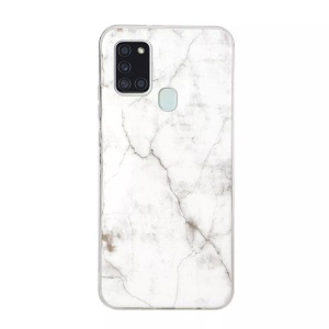 Cover-Discount, Galaxy A21s - Softes Silikon Gummi Case Marble, Cover-Discount - Galaxy A21s Softes Silikon Gummi Case Marmor, Weiss