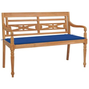 vidaXL, vidaXL Batavia-Gartenbank mit Königsblauem Kissen 120 cm Teak Massiv