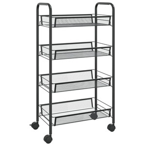 vidaXL, vidaXL Küchenwagen 4 Etagen Schwarz 46x26x85 cm Eisen, vidaXL Küchenwagen 4 Etagen Schwarz 46x26x85 cm Eisen