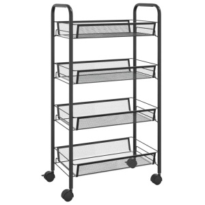 vidaXL, vidaXL Küchenwagen 4 Etagen Schwarz 46x26x85 cm Eisen, vidaXL Küchenwagen 4 Etagen Schwarz 46x26x85 cm Eisen